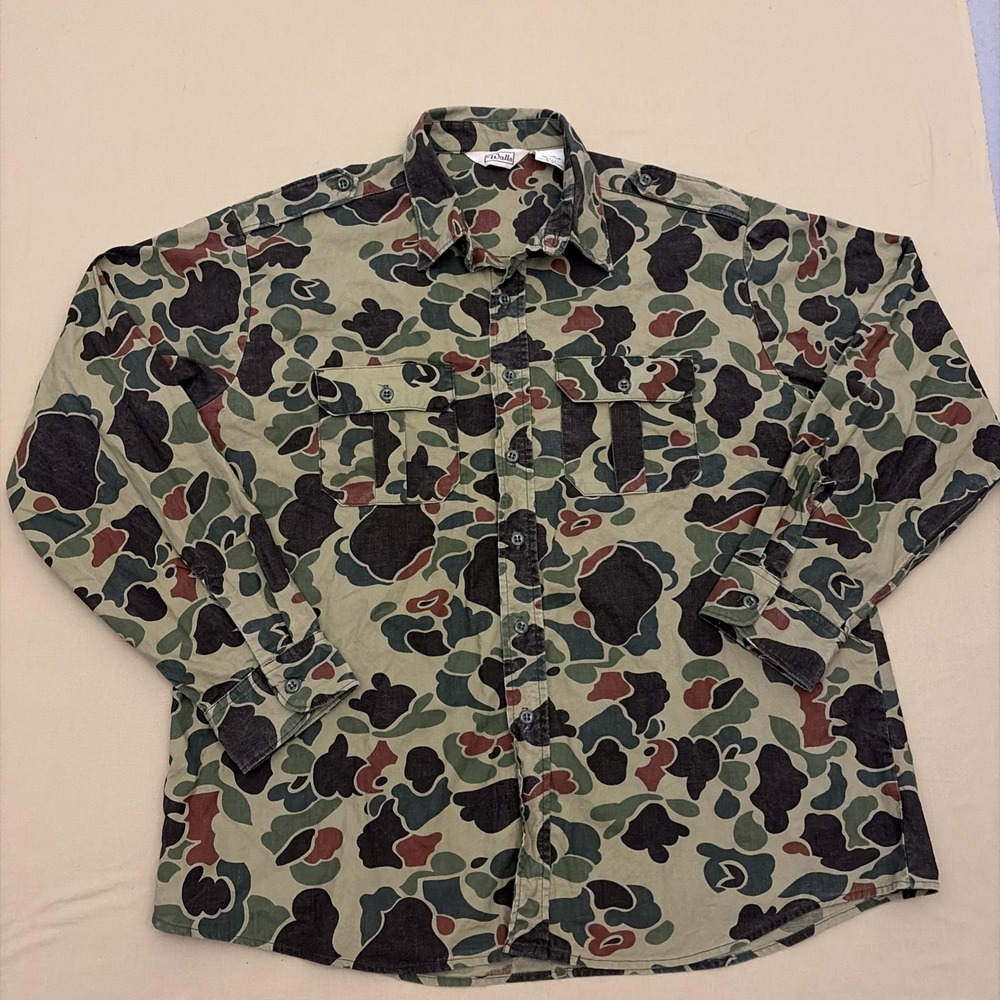 Vintage Walls Duck Camo Men's Size XXL Reg Long Sleeve Cotton Shirt Hunting USA